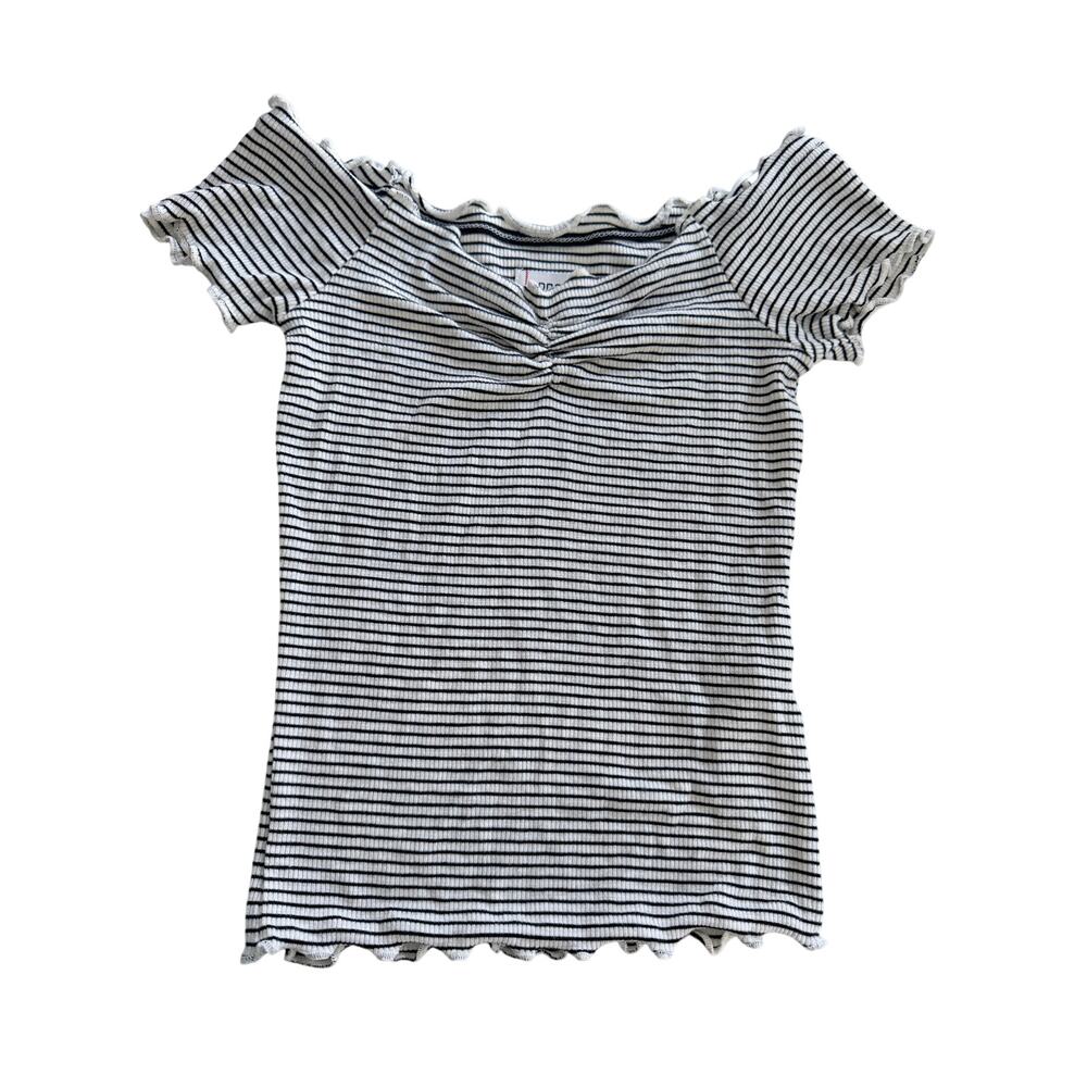 BDG Urban Outfitters Womens XS Striped Ribbed Twist Front Lettuce Edge Y2K Shirt